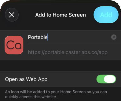 Adding to your home screen