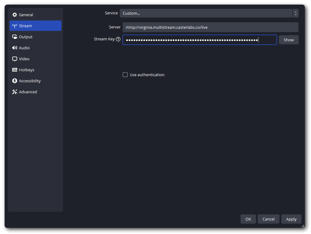 OBS Stream Settings